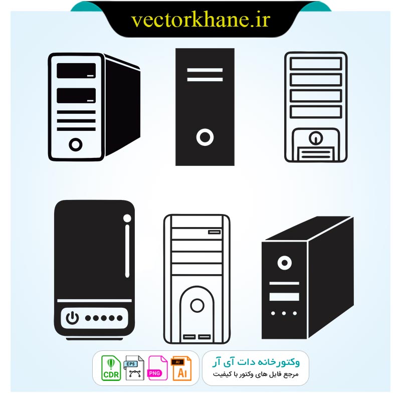 وکتور کیس کامپیوتر - قابل برش لیزری و چاپ